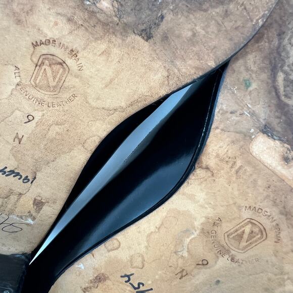 Vtg 90s Classiques Entier Peep Toe Pump Womens 9 N Black Leather Block Heel Shoe - Picture 8 of 10